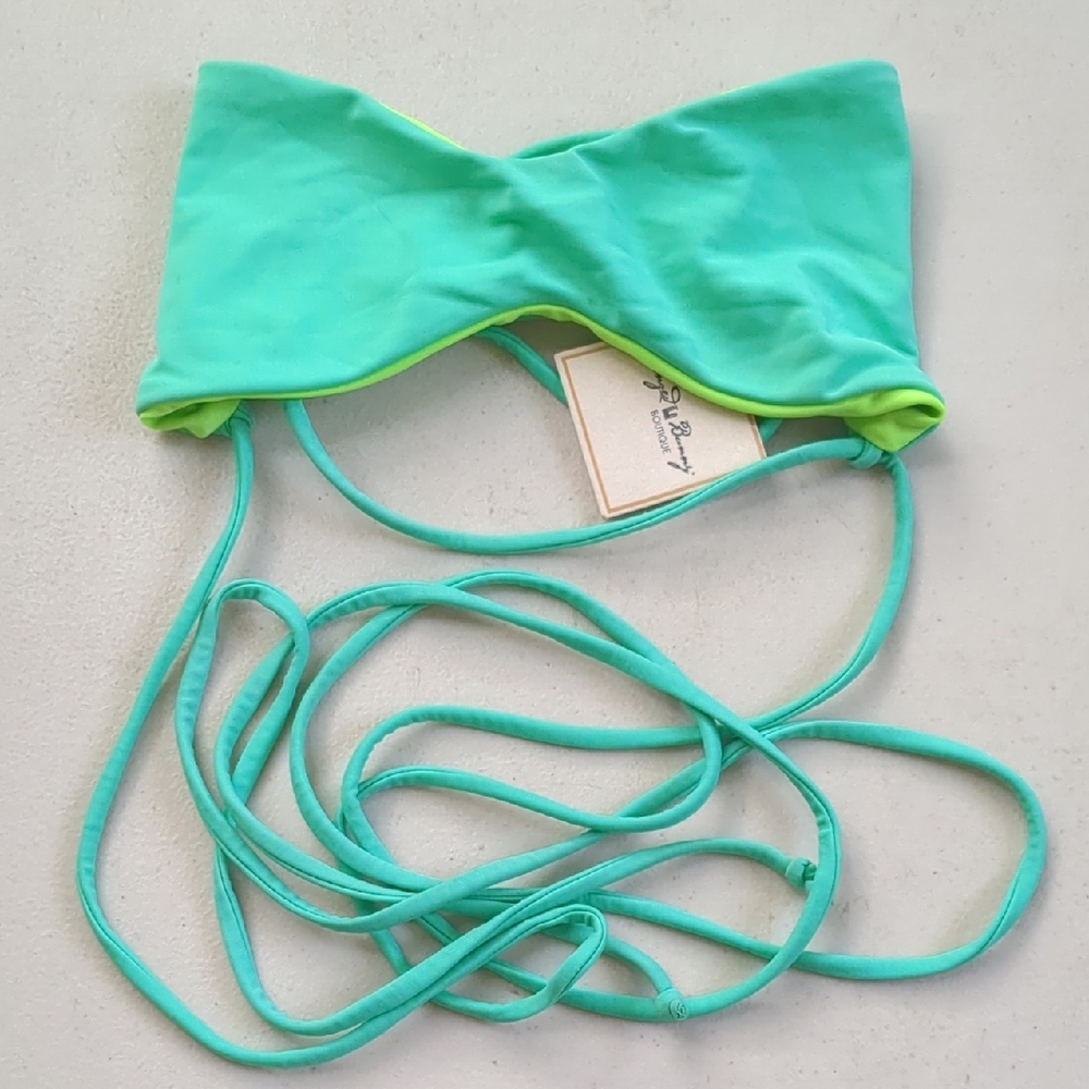 Tyler Rose Swimwear Green Bikini Top with Twist Detail